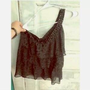 Chic Black One-Shoulder Top with Beaded Detail